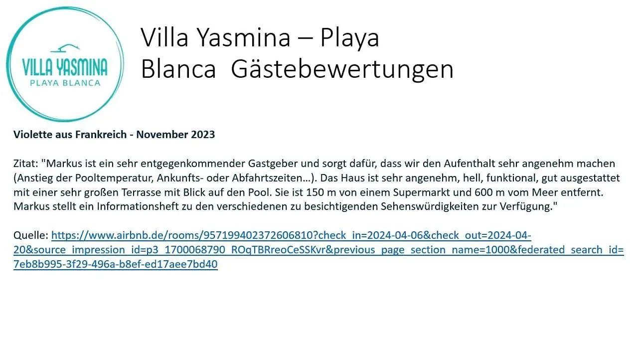 Villa Yasmina Playa Blanca 0*, Playa Blanca (Lanzarote) España